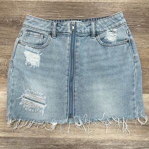 PacSun distressed faded blue zipper mini